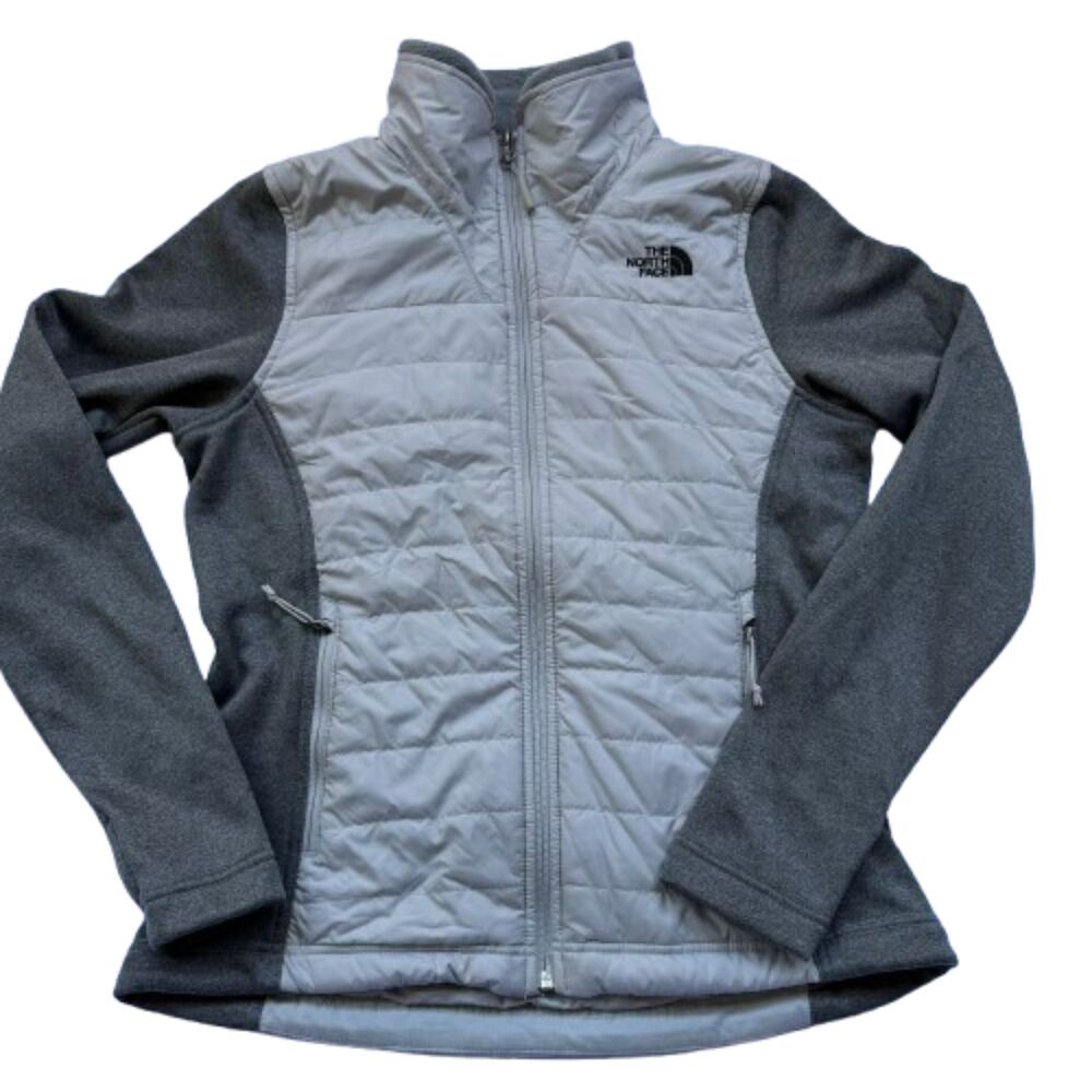 The North Face Quilted Fleece Hybrid Jacket Gray Full Zip Womens M